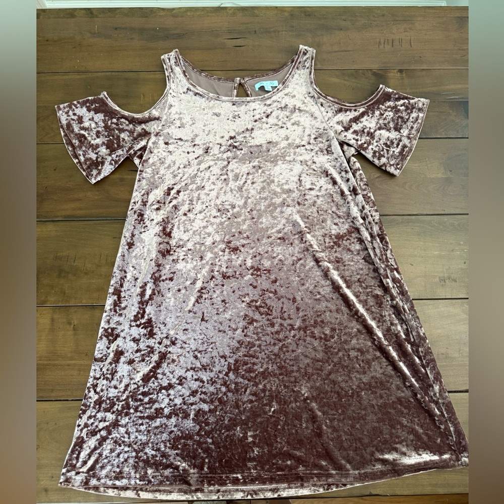 She + Sky Velvet Cold Shoulder Women’s Dress